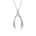 Graduation Charm Good Luck Wishbone Pendant Necklace .925 Sterling Silver - Image 3