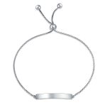 Minimalist Name Plated Bar Identification Tag ID Bolo Bracelet Sterling Silver Adjustable