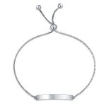 Minimalist Name Plated Bar Identification Tag ID Bolo Bracelet Sterling Silver Adjustable