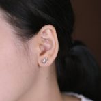 Delicate Guardian Angel Wing Feather Stud Earrings Silver - Image 3