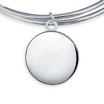 Sterling Silver ID Bracelet Monogram Disc Minimalist Expandable Design - Image 2