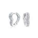 Open Heart Pave CZ Bracelet & Hoop Earrings Jewelry Set Silver Plated - Image 5