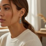Boho Abalone Shell Teardrop Dangle Earrings Silver Leverback - Image 3