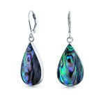 Natural Orange Red Carnelian Big Teardrop Dangle Earrings .925 Sterling Silver Lever back