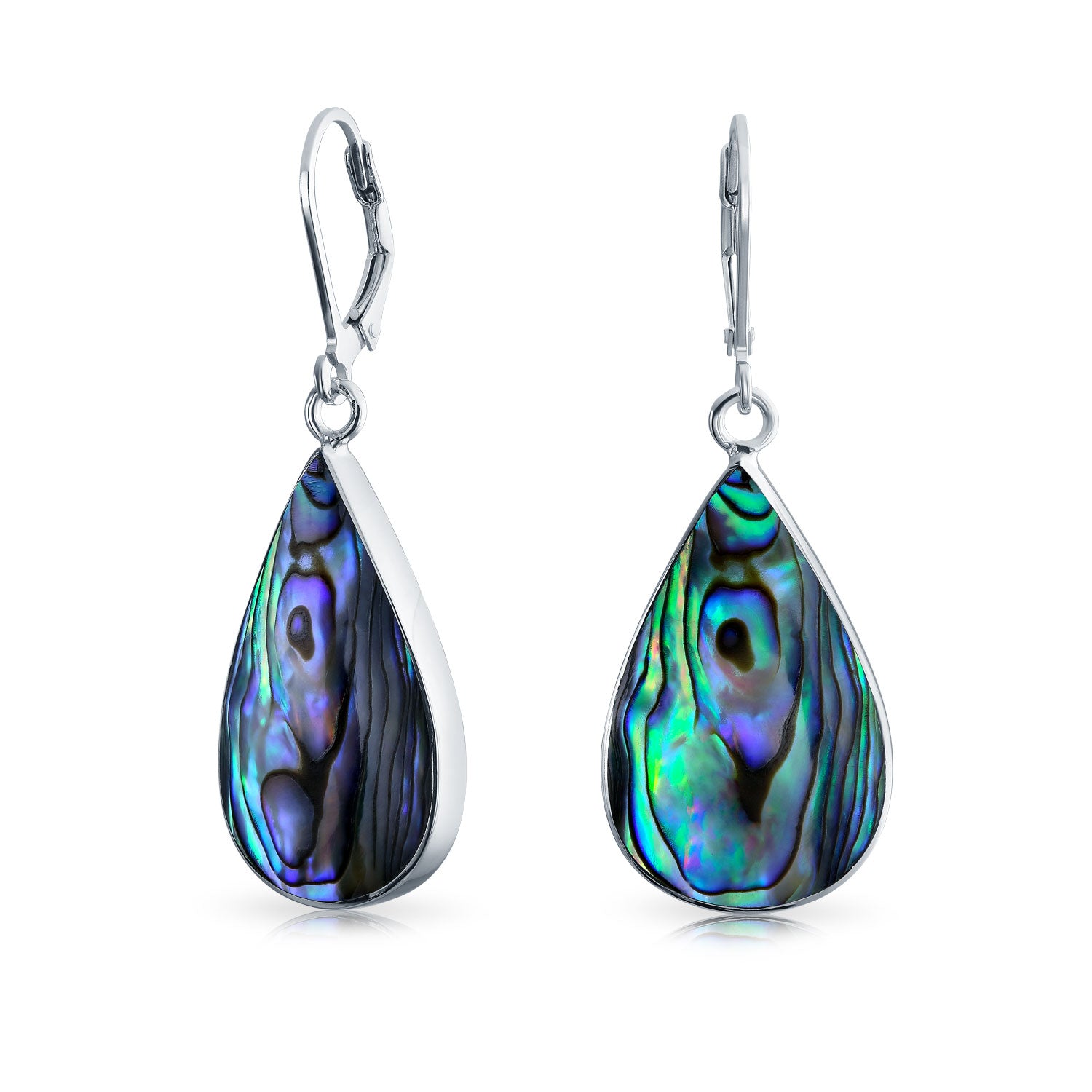silver_drop_dangle_earring_abalone_eam-tse6016-az_1 Natural Orange Red Carnelian Big Teardrop Dangle Earrings .925 Sterling Silver Lever back - Image 1