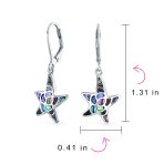 Nautical Starfish Dangle Earrings Abalone Shell Inlay Sterling Silver Lever Back - Image 3