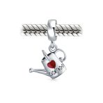 Love Red Heart Watering Can Dangle Charm Bead Enamel Silver for Bracelet - Image 3