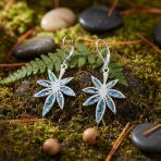 Iridescent Inlay Abalone Shell Marijuana Leaf Motif Dangle Earrings Sterling .925 Silver Leverback - Image 4