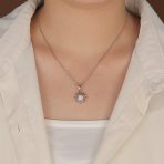 White Rainbow Opal Daisy Flower Pendant Necklace Silver - Image 5