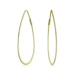 Endless Lightweight Thin Oval Shape Big Hoop Earrings Gold Plated .925 Sterling Silver 2 Inch