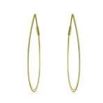 Endless Lightweight Thin Oval Shape Big Hoop Earrings Gold Plated .925 Sterling Silver 2 Inch - Image 3