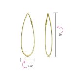 Endless Lightweight Thin Oval Shape Big Hoop Earrings Gold Plated .925 Sterling Silver 2 Inch - Image 7