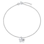 3D Geometric Butterfly Anklet Sterling Silver 9-10 Inch
