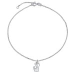 3D Geometric Cat Anklet Sterling Silver Ankle Bracelet