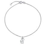3D Geometric Cat Anklet Sterling Silver Ankle Bracelet