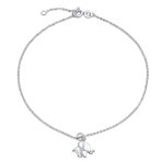 Lucky Origami Animal Anklet Zoo Elephant Charm Ankle Bracelet .925 Sterling Silver Adjustable