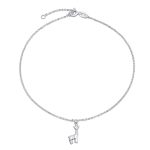 3D Origami Giraffe Anklet Sterling Silver 9-10 Inch