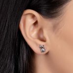 3D Origami Cat Stud Earrings Sterling Silver Jewelry - Image 3