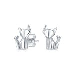 Geometric Origami Animal Jewelry Kitten Cat Pendant Necklace .925 Sterling Silver - Image 3