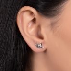 3D Geometric Bird Stud Earrings Origami Swan Sterling Silver - Image 3