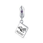 Paris Eiffel Tower Luggage Passport Plane Dangle Charm Bead Sterling Silver - Image 5