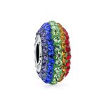Colorful Rainbow Crystal Bead Charm LGBTQ Spacer for European Bracelet Sterling Silver