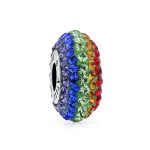 Colorful Rainbow Crystal Bead Charm LGBTQ Spacer for European Bracelet Sterling Silver