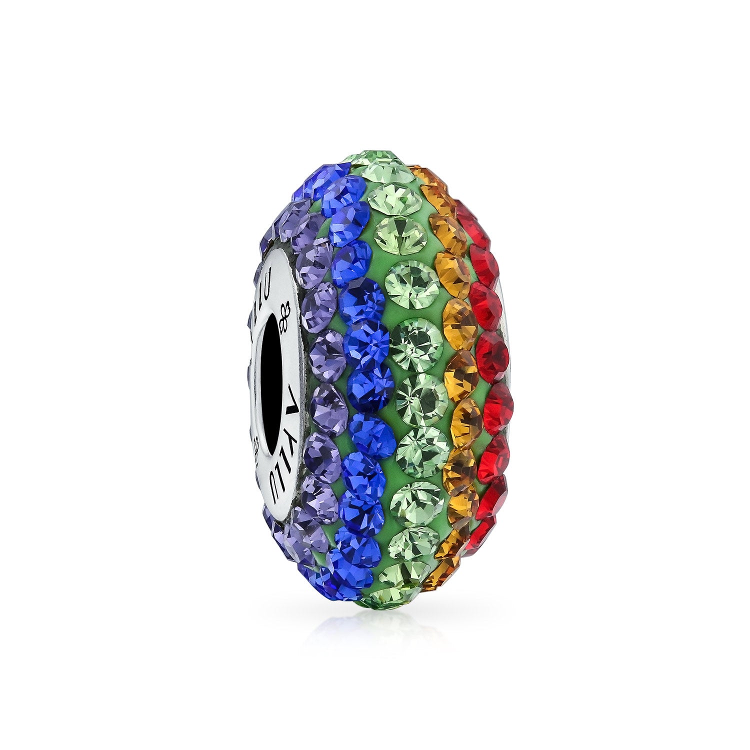 silver_rainbow_pride_bead_charm_ayllu_hz-50-az_1 Colorful Rainbow Crystal Bead Charm LGBTQ Spacer for European Bracelet Sterling Silver - Image 1