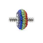 Colorful Rainbow Crystal Bead Charm LGBTQ Spacer for European Bracelet Sterling Silver - Image 2