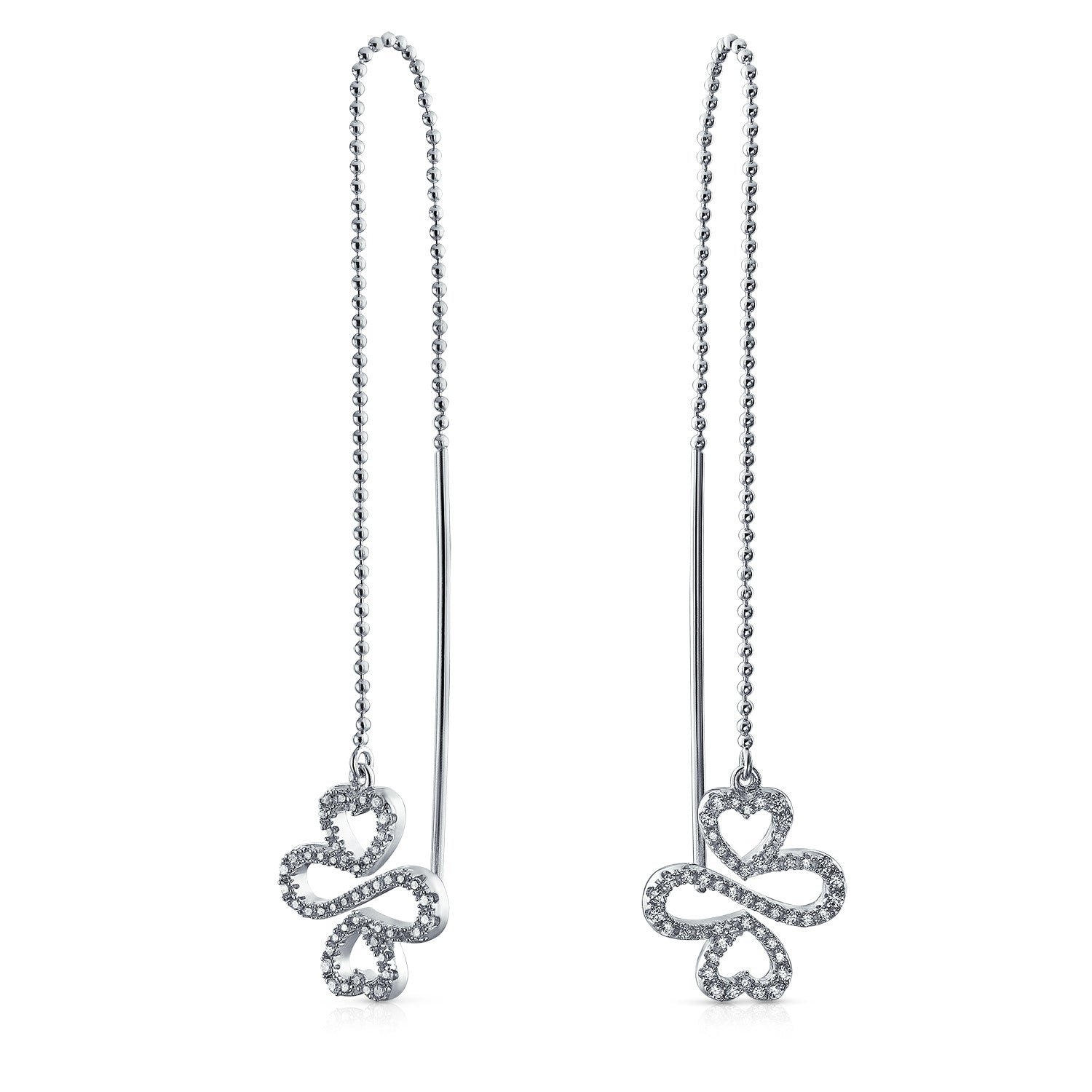 silver_threader_jewelry_earring_ayl-103-az_1 Ayllu Amulet Dangle Chandelier Earrings Infinity Clover Pave CZ Sterling Silver - Image 1