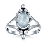 Boho Bali Silver Gemstone Ring Lapis Lazuli Split Shank Band - Image 4