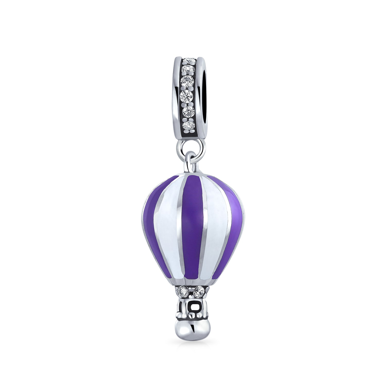 silver_white_purple_hotair_balloon_charm_pbx-hsd-663-d-az_1_2 Vacation Travel Crystal Hot Air Balloon Dangle Charm Bead for European Bracelet - Image 1