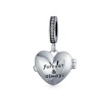 Words Saying MY BEAUTIFUL WIFE Dangle Charm Bead Heart Locket Sterling Silver - Image 2
