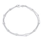 Simple Minimalist Sterling Silver Anklet Ankle Bracelet with Oval Beads 9 Inch - Image 2