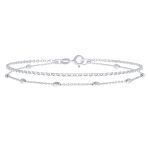 Simple Minimalist Sterling Silver Anklet Ankle Bracelet with Oval Beads 9 Inch
