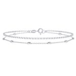 Simple Minimalist Sterling Silver Anklet Ankle Bracelet with Oval Beads 9 Inch