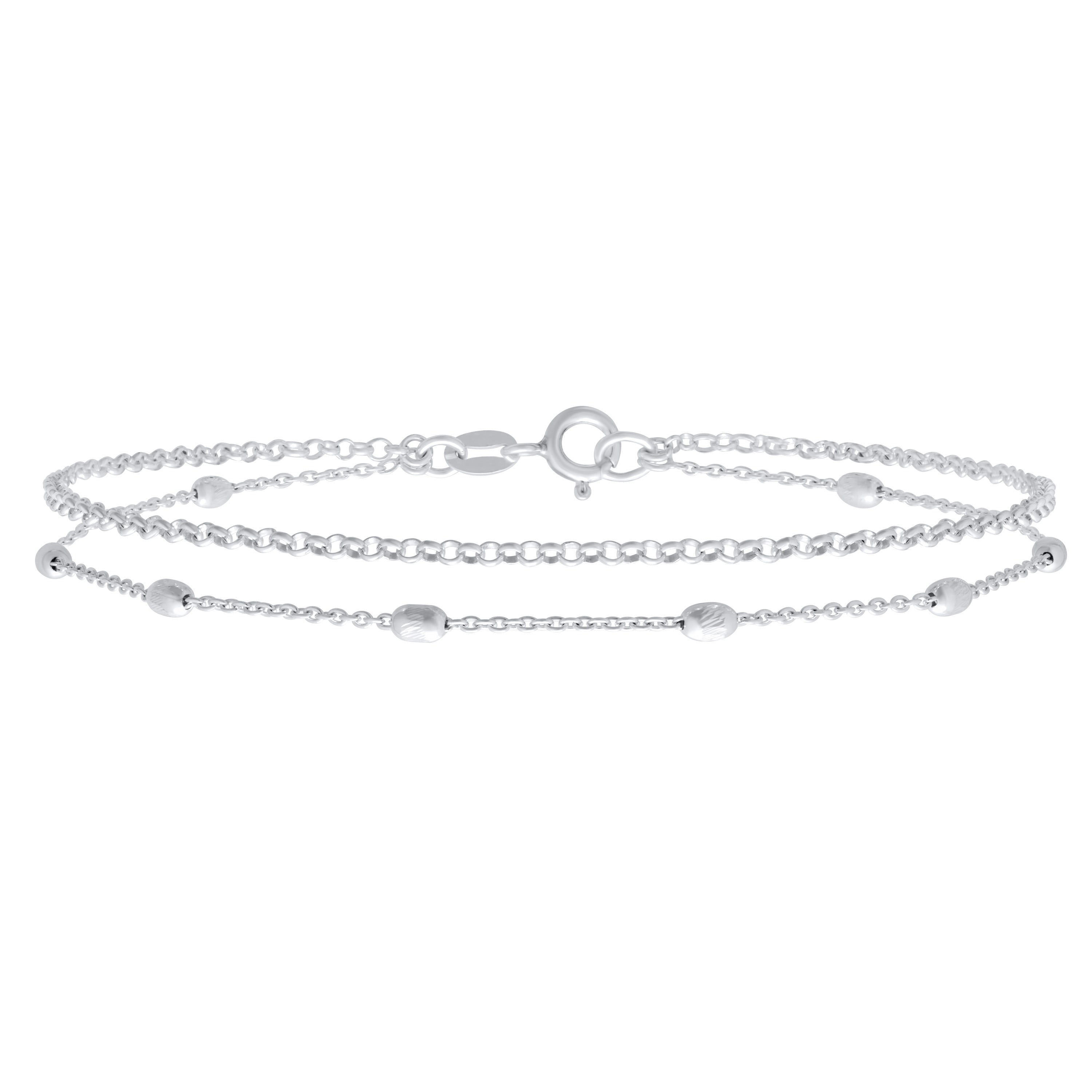 simple-alternating-chain-oval-beads-ankletsrn-s118684a_011 Simple Minimalist Sterling Silver Anklet Ankle Bracelet with Oval Beads 9 Inch - Image 1