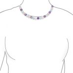 Multi Color Amethyst Aquamarine Quartz 10MM Bead Strand Necklace Silver Clasp - Image 5