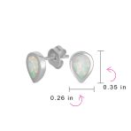 Iridescent White Opal Teardrop Stud Earrings Sterling Silver October Birthstone - Image 4