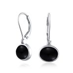 Simple Bezel Set Dangle Earrings with Amber Jade Moonstone Onyx Gemstones - Image 4