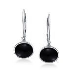 Simple Bezel Set Dangle Earrings with Amber Jade Moonstone Onyx Gemstones - Image 8