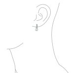 Elegant Bride White Pearl CZ Encrusted Cubic Zirconia Mini Hoop Huggie Drop Earrings - Image 3