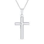Unisex Sterling Silver Jesus Crucifix Pendant Necklace 2 Inch Religious Jewelry - Image 2