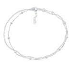 2 In 1 Sterling Silver Anklet Diamond Beads Ankle Bracelet - Image 2