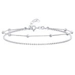 2 In 1 Sterling Silver Anklet Diamond Beads Ankle Bracelet