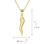 Simple Italian Chili Pepper Horn Amulet Pendant Necklace Gold Plated 18" Chain - Image 3