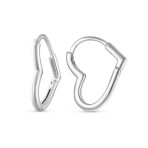Heart Shaped Mini Hoop Huggie Earrings Silver .75 Inch