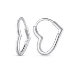 Heart Shaped Mini Hoop Huggie Earrings Silver .75 Inch