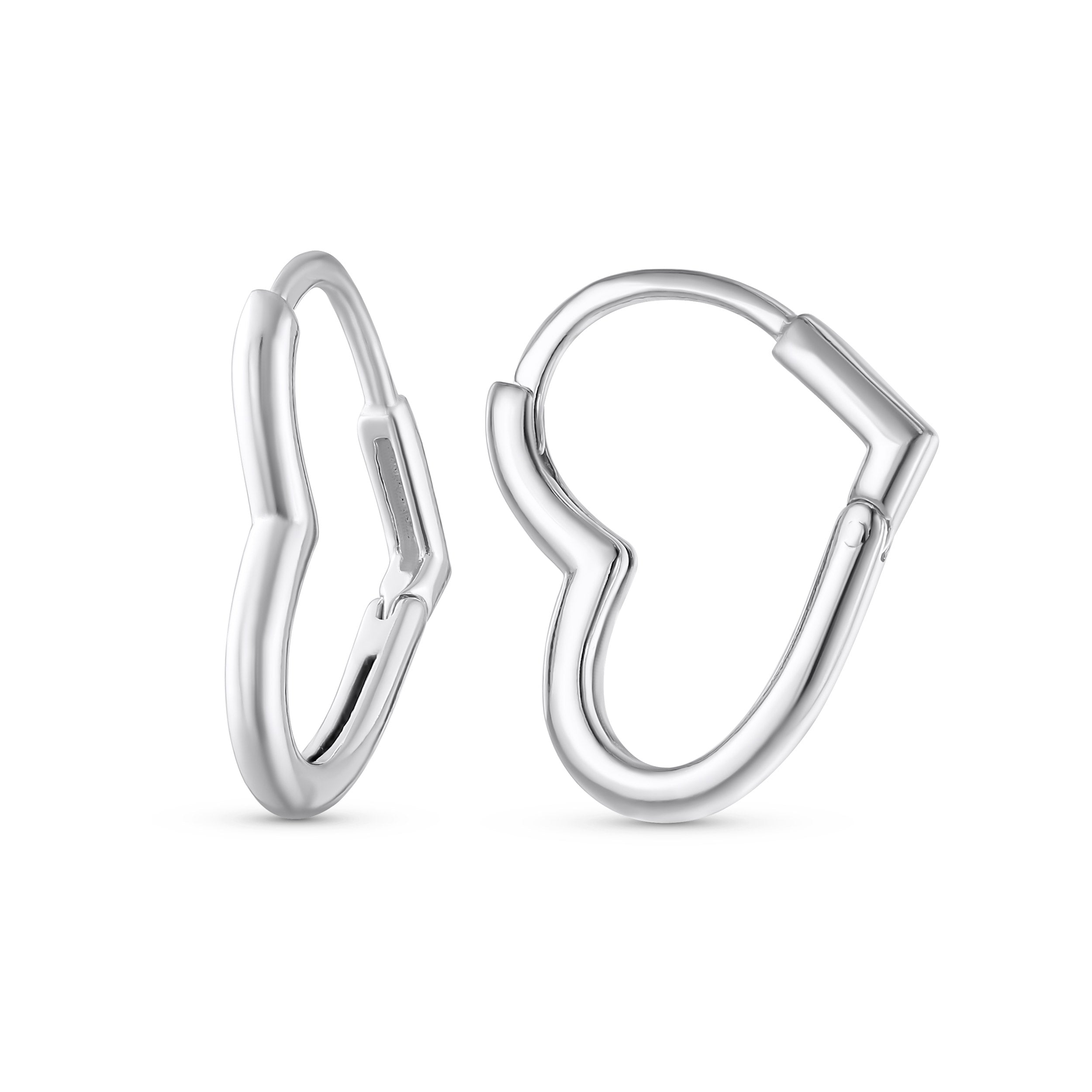 simple-endless-heart-mini-hoop-earring-silver-acp-hp184541s-11 Heart Shaped Mini Hoop Huggie Earrings Silver .75 Inch - Image 1