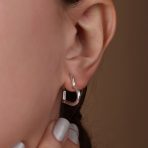 Heart Shaped Mini Hoop Huggie Earrings Silver .75 Inch - Image 5